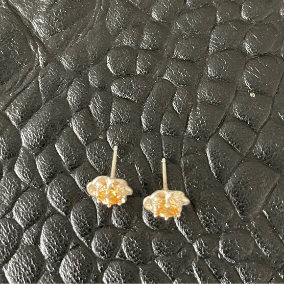 Sterling silver 925 flower citrine earrings - Picture 2 of 9